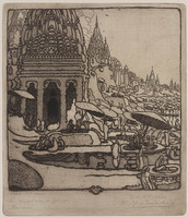 KG 09340
<br/>
Tempel aan de Ganges in Benares
<br/>
<em>Nieuwenkamp, Wijnand Otto Jan (1874-1950)</em>